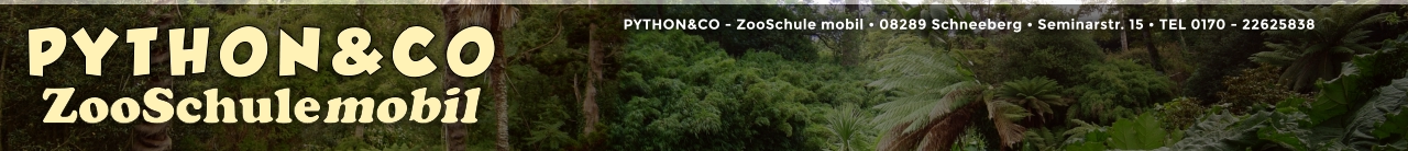 PYTHON&CO - ZooSchule mobil • 08289 Schneeberg • Seminarstr. 15 • TEL 0170 - 22625838